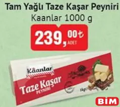KAANLAR TAM YAĞLI TAZE KAŞAR PEYNİRİ 1000 G